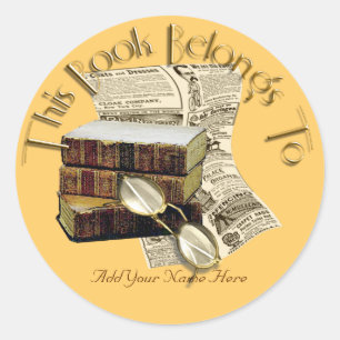 Adesivo Redondo Bookplate da leitura