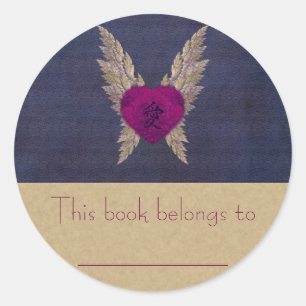 Adesivo Redondo Bookplate de Purple Heart