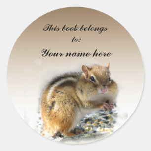 Adesivo Redondo Bookplate do Chipmunk