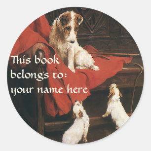 Adesivo Redondo Bookplate dos cães de Jack Russel Terrier dos