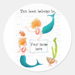 Adesivo Redondo Bookplates das sereias