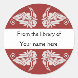 Adesivo Redondo Bookplates personalizados - Flourishes