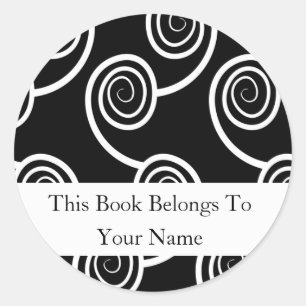 Adesivo Redondo Bookplates personalizados - redemoinho branco no