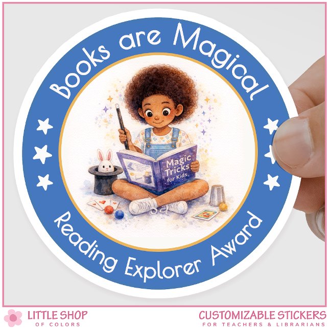Adesivo Redondo Books are Magical Reading Explorer Award (Criador carregado)