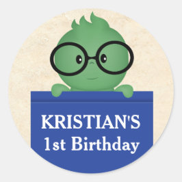 Adesivo Redondo Bookworm Boy Birthday