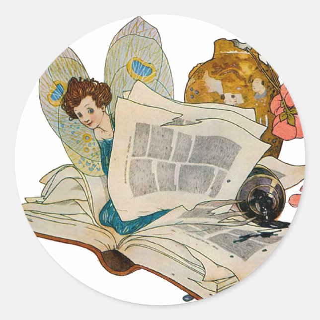 Adesivo Redondo Bookworm Fairy (Frente)