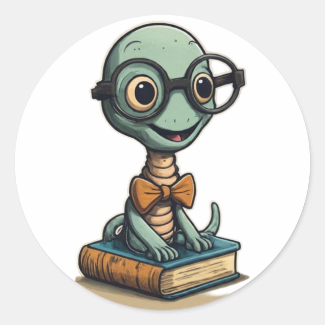 Adesivo Redondo Bookworm Scholar Sticker - Design redondo (Frente)