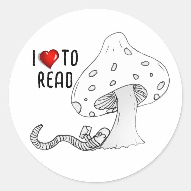 Adesivo Redondo Bookworm Under a Mushroom (Frente)