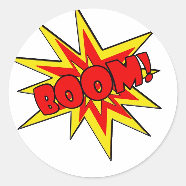 Adesivo Redondo Boom! Cartoon SFX (Frente)