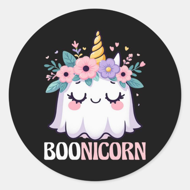 Adesivo Redondo Boonicorn Unicorn Ghost (Frente)