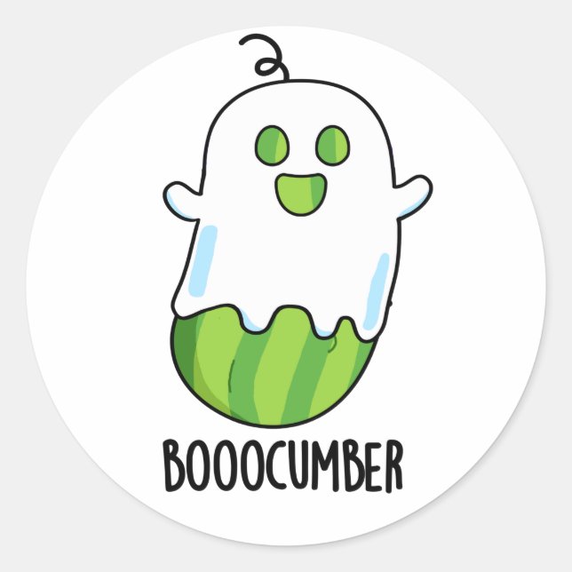 Adesivo Redondo Booocumber Funny Ghost Cucumber Pun (Frente)