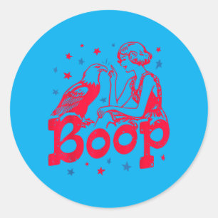 Adesivo Redondo Boop Garota Vintage E Águia Patriótico Retrô Engra