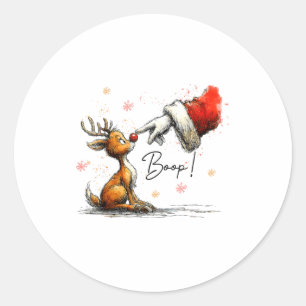 Adesivo Redondo Boop Papai Noel Engraçado Fazendeiro Rena Fofo Nat