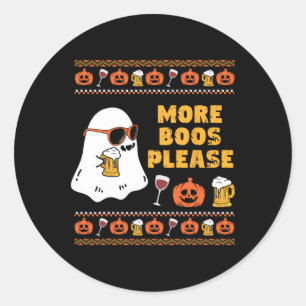 Adesivo Redondo Boos Por Favor Vintage Retro Ghost Halloween Costu
