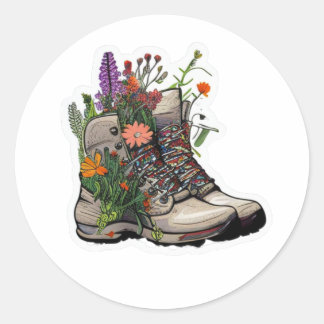 Adesivo Redondo Boot de Hiperligação de Flores Selvagens: Explore