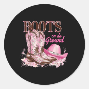Adesivo Redondo Boot No Ground Dancing Western Cowgirl Counter