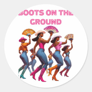Adesivo Redondo Boot No Ground Line Dancing Queens Black Grou