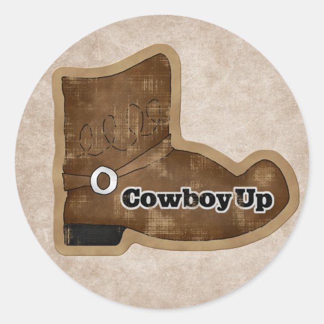 Adesivo Redondo Boot Sticker do Cowboy divertido (Frente)