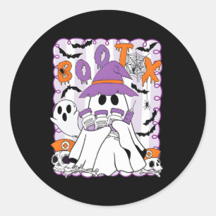 Adesivo Redondo Bootox Enfermeiro Injetor de Halloween Botox Dyspo