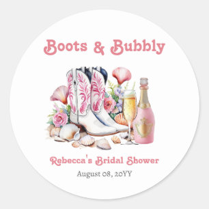 Adesivo Redondo Boots and Bubble Coastgirl Bridal Shower