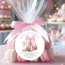 Adesivo Redondo Boots Bubbly Western Country Bridal Shower 