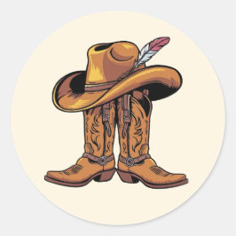 Adesivo Redondo Boots do Cowboy e palitos de chapéu