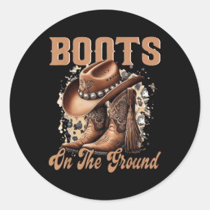 Adesivo Redondo Boots On Ground Boot Cowboy Western
