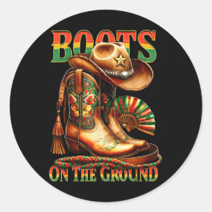 Adesivo Redondo Boots On Ground Boot Juneteenésimo Negra Cowgirl