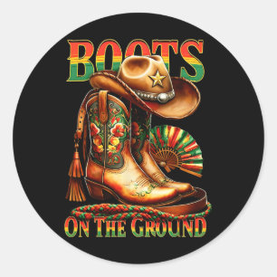 Adesivo Redondo Boots On Ground Boot Juneteenésimo Negra Cowgirl