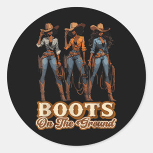 Adesivo Redondo Boots On The Ground Junécimo Negra Cowgirl