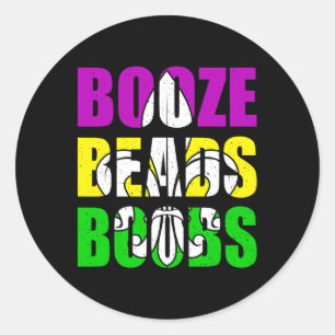 Adesivo Redondo Booze Miçangas Mardi Gras Mulheres Adultos Homens