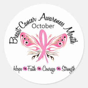 Adesivo Redondo Borboleta 3,2 do mês de consciência do câncer d