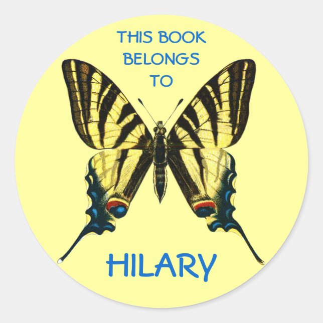 Adesivo Redondo Borboleta amarela e preta (Frente)