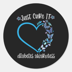 Adesivo Redondo Borboleta Azul Apenas Curta A Guerra do Diabetes d