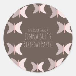 Adesivo Redondo Borboleta Bohemiana Pastel Rosa Aniversário