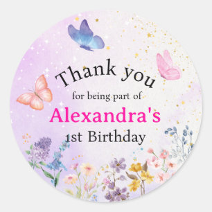 Adesivo Redondo Borboleta-branca-esbranquiçada e borboleta-púrpura