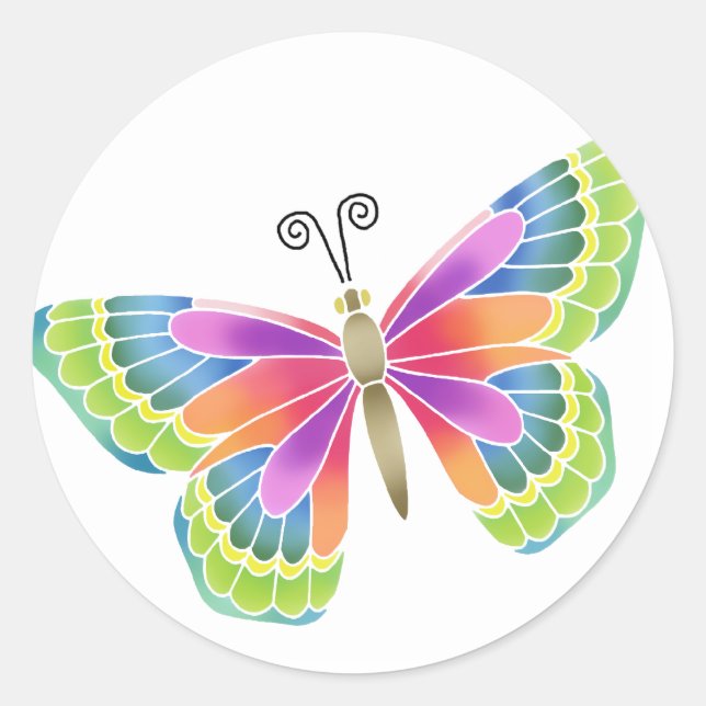 Adesivo Redondo Borboleta Brilhada (Frente)