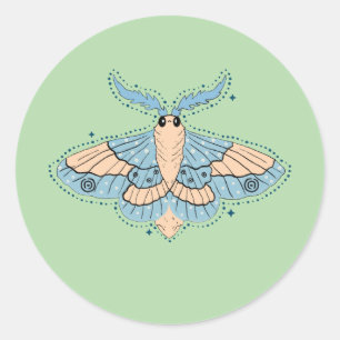 Adesivo Redondo Borboleta Celestial Caprichosa — Azul Suave e Pêss