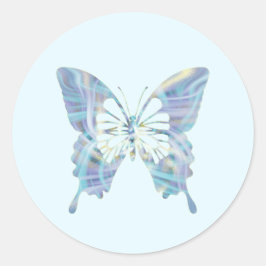Adesivo Redondo Borboleta clara azul brilhante e amarela