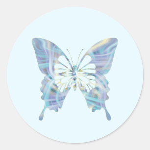 Adesivo Redondo Borboleta clara azul brilhante e amarela