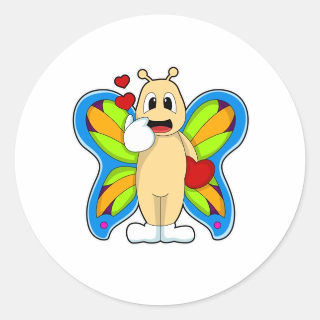 Adesivo Redondo Borboleta com Coração (Frente)