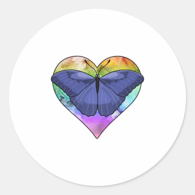 Adesivo Redondo Borboleta com Coração (Frente)