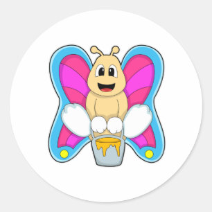 Adesivo Redondo Borboleta com mel