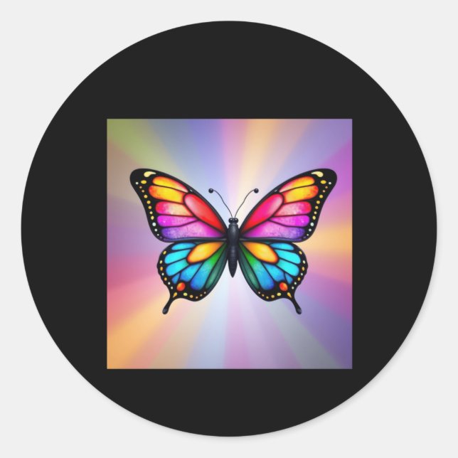 Adesivo Redondo Borboleta com Vinheta Gly Wings (Frente)