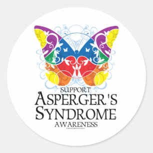 Adesivo Redondo Borboleta da síndrome de Asperger