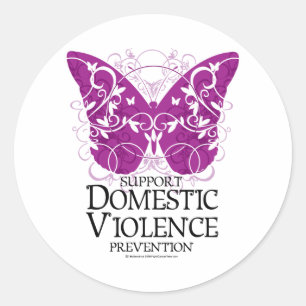 Adesivo Redondo Borboleta da violência doméstica