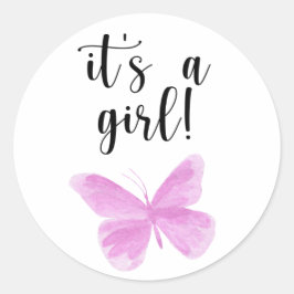 Adesivo Redondo Borboleta d'água é um Chá de fraldas feminino