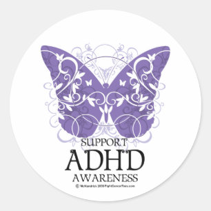 Adesivo Redondo Borboleta de ADHD