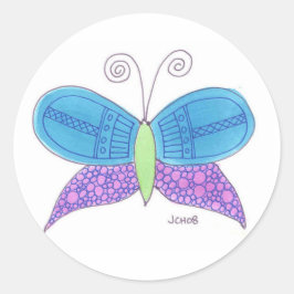 Adesivo Redondo Borboleta de Aquarela