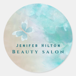 Adesivo Redondo Borboleta de aquarela elegante